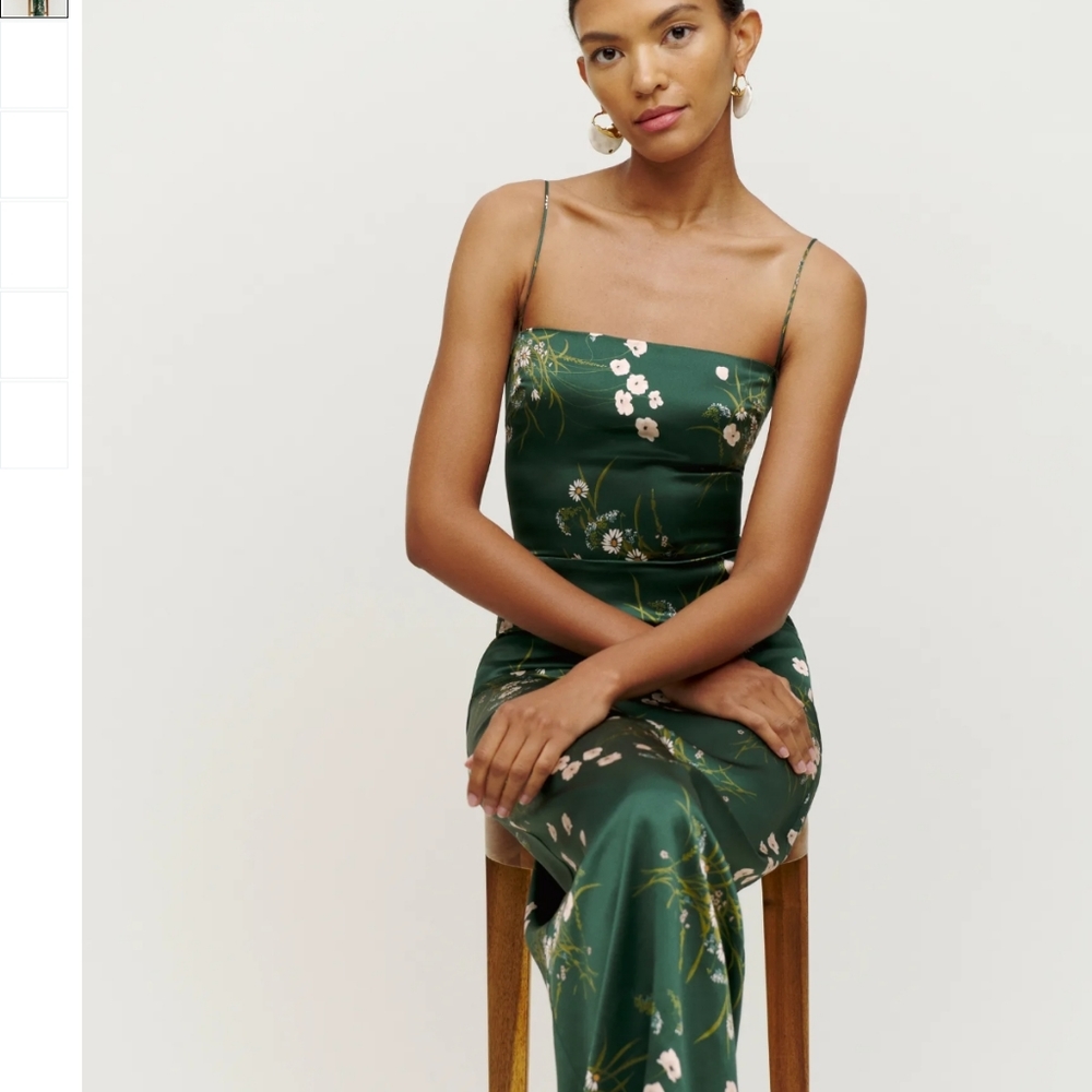 Reformation Green Floral Dress